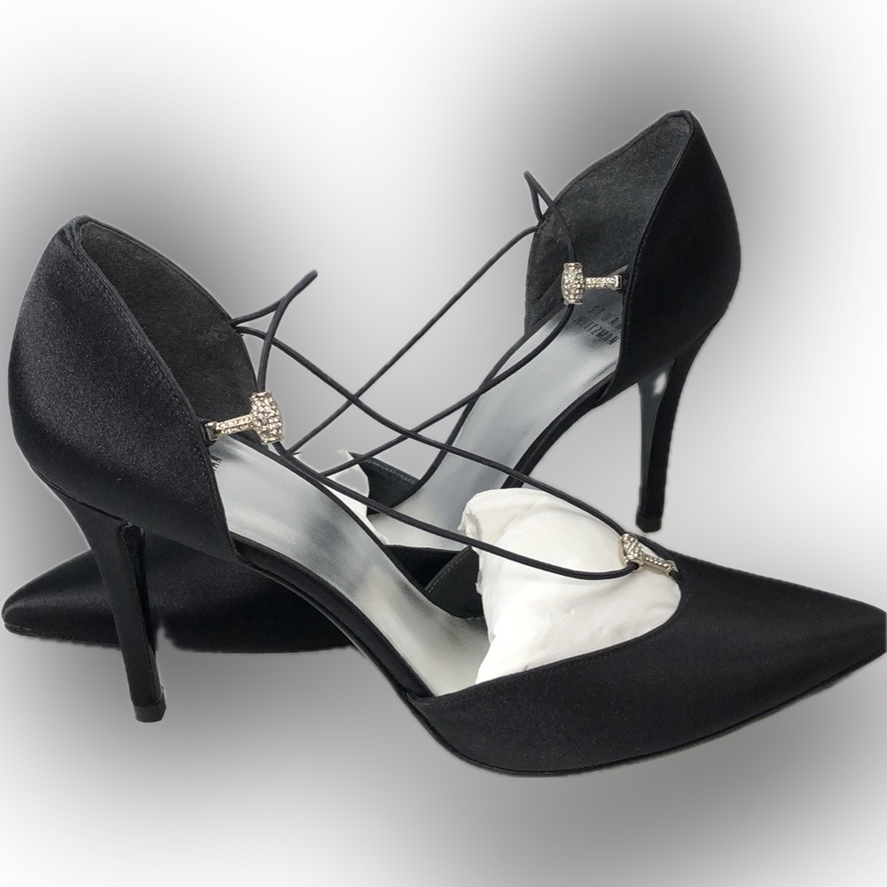 NEW Stuart Weitzman 'Aperitivo' Black Satin Pump